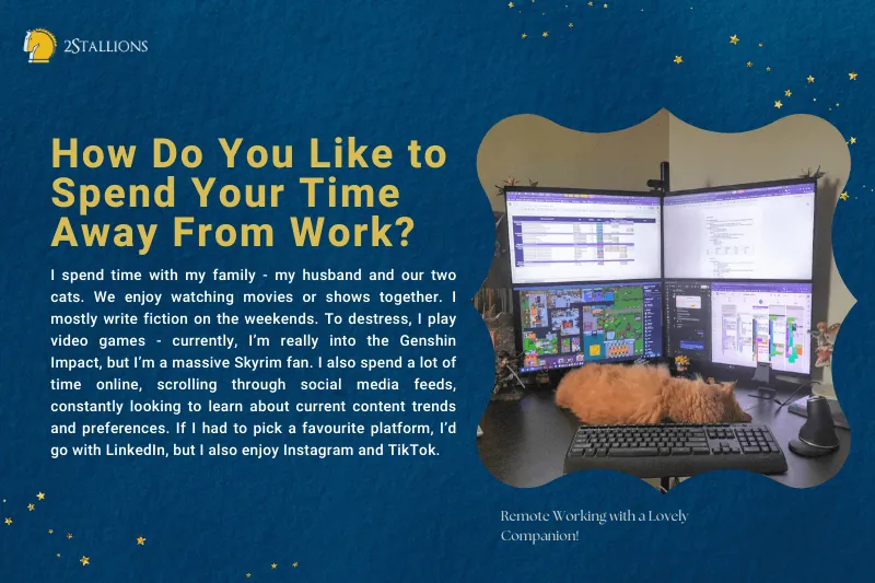 How do you like to spen your time away from work?