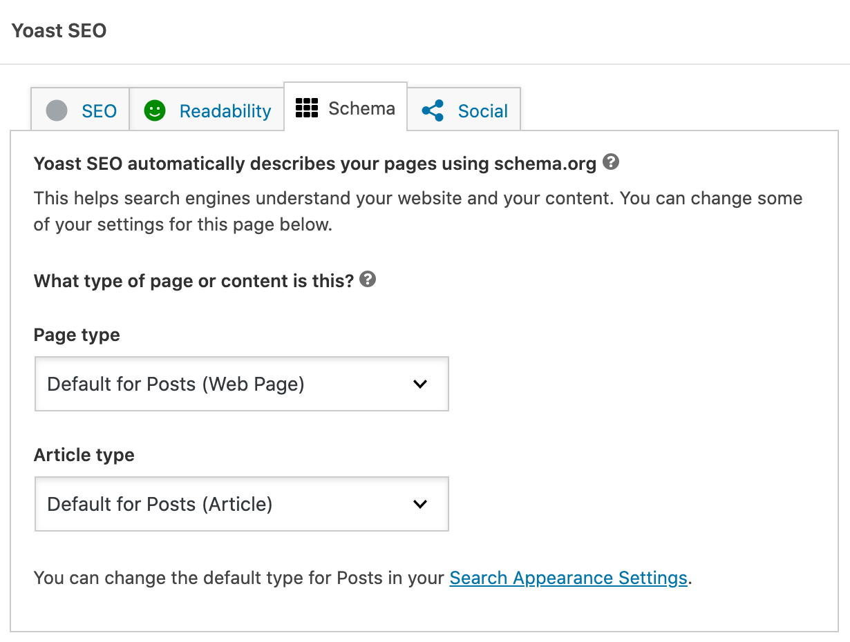 Yoast’s Schema Setting Yoast's Schema Setting