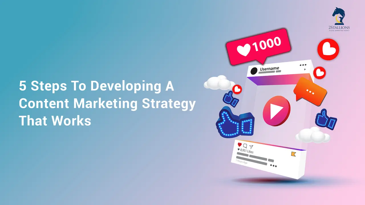 Blog article banner: 5 STEPS TO DEVELOPING A CONTENT MARKETING STRATEGY THAT WORKS