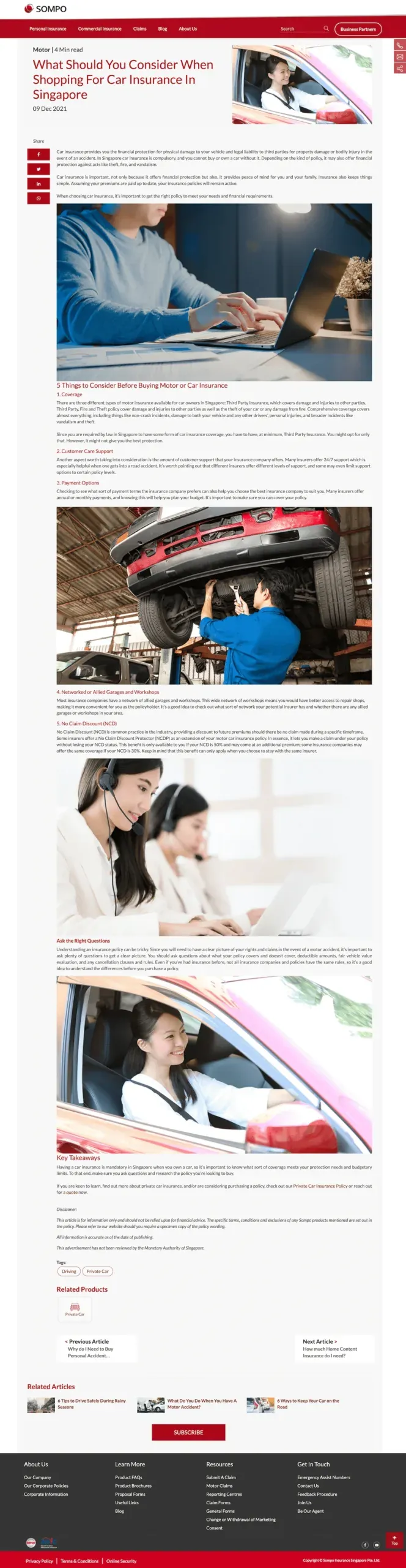 Sompo Insurance content sample