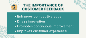 Graphic on the importance of customer feedback for improving your brand. It introduces harnessing customer feedback.