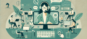 Illustration of a customer support agent collecting customer feedback. It supports harnessing customer feedback to improve your brand.