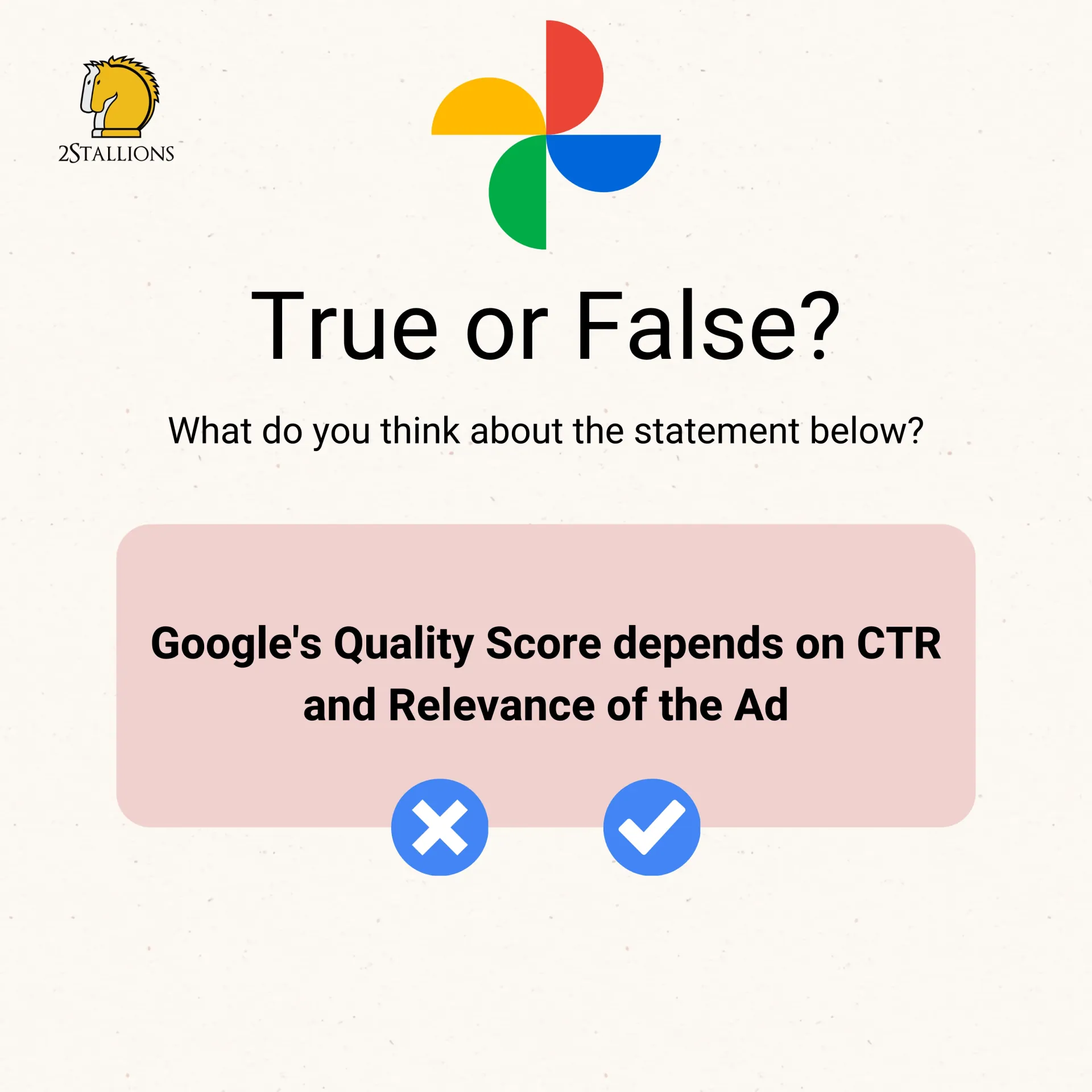 CTR and Relevance in Google Quality Score | 2Stallions