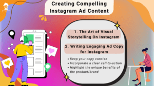 Slide on creating compelling Instagram ad content through visual storytelling and engaging copy. It supports Instagram advertising best practices for eCommerce.