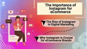 Graphic titled The Importance of Instagram for eCommerce with a shopper holding a phone. It introduces Instagram advertising best practices for eCommerce brands.
