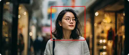 Shopper being detected by offline analytics cameras in a retail area.