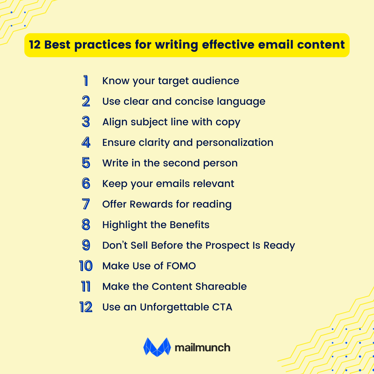List of 12 best practices for writing effective email content, from knowing your audience to a memorable CTA. It supports email marketing for accounting firms.