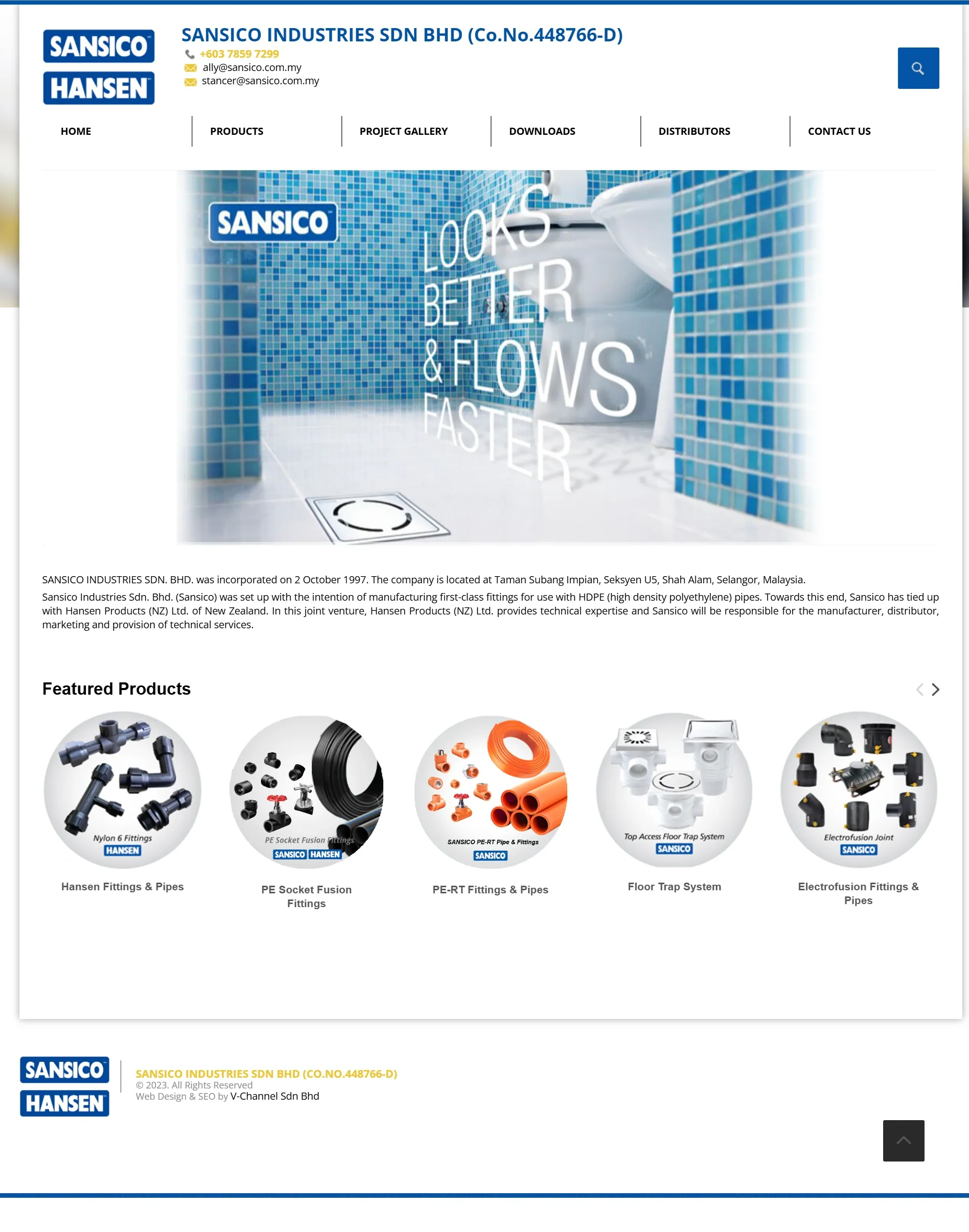 Sansico Hansen website before redesign