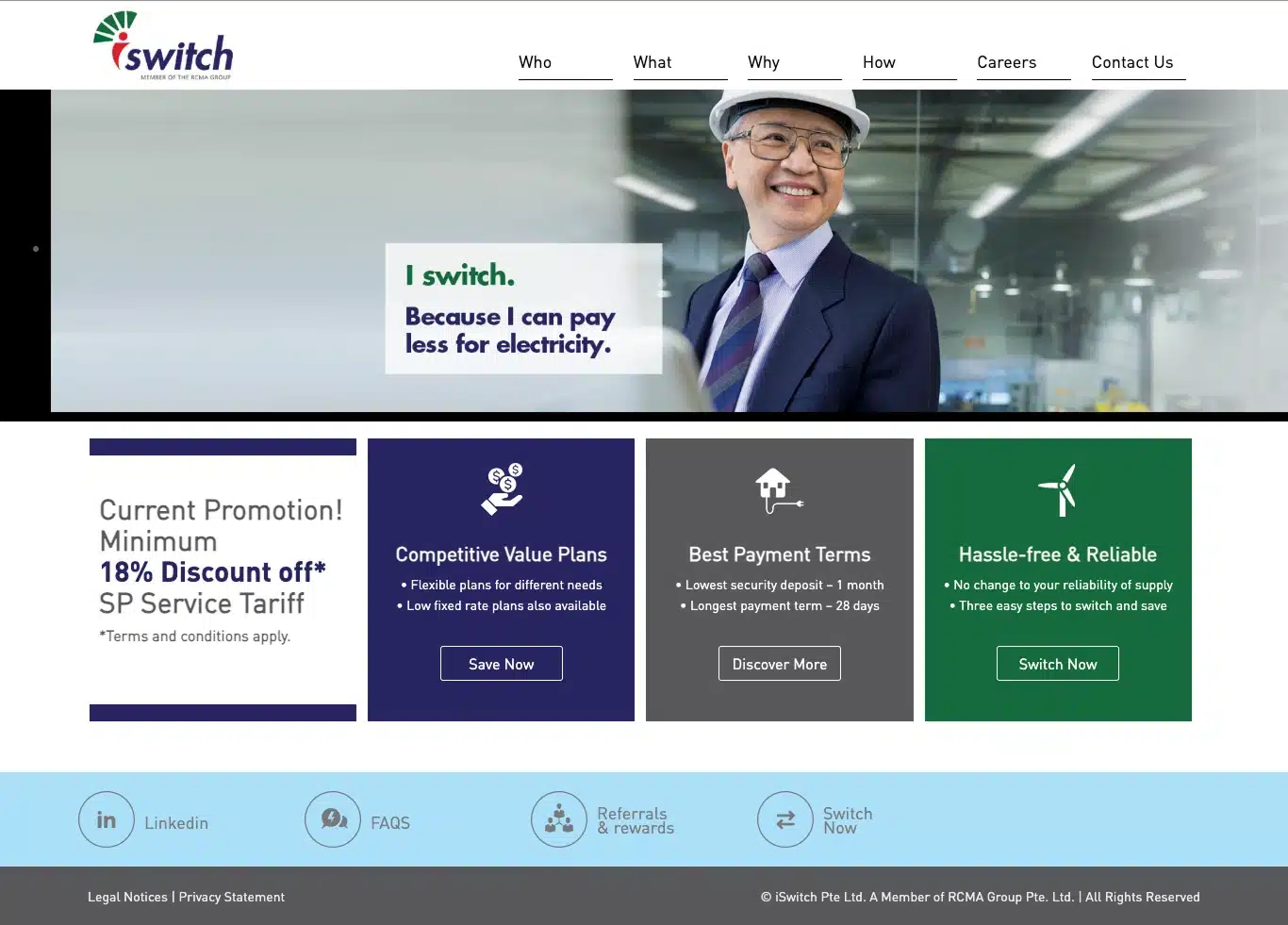 ISwitch website before redesign