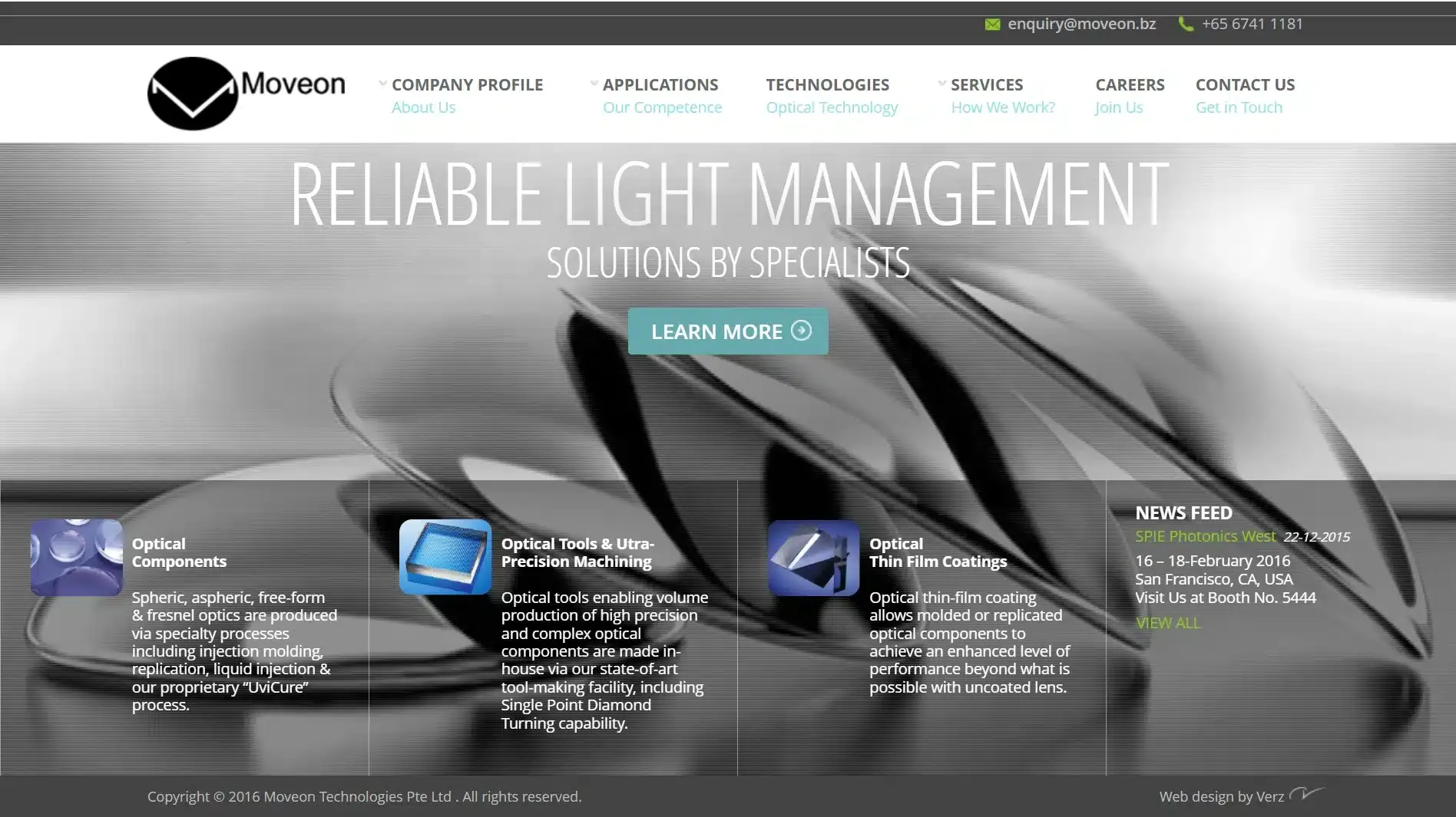 Moveon Technologies website before redesign