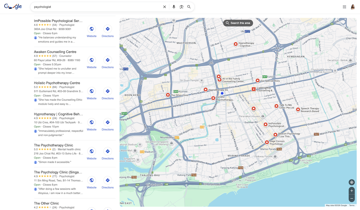 example of local seo expanded map results