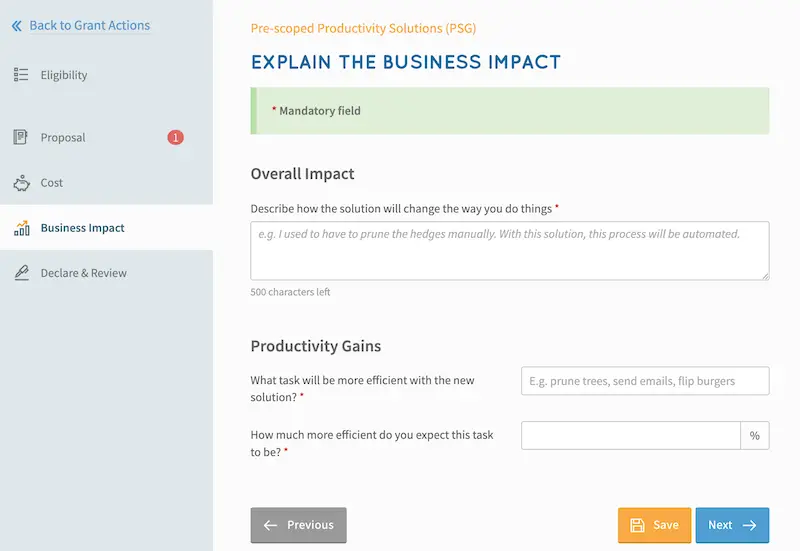 explain the business impact in psg application