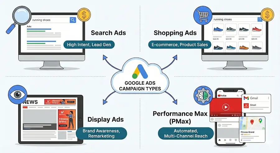 Google ads campaign types Google ads campaign types